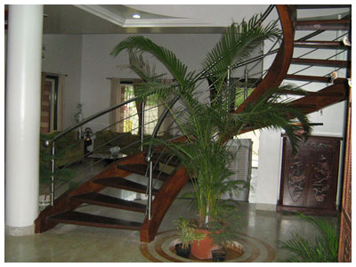 Staircase with stainless steel railings Staircase with stainless steel railings